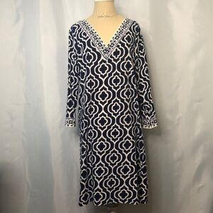 Basic Edition Women’s Geometric Style Blue/White Dress Size M
